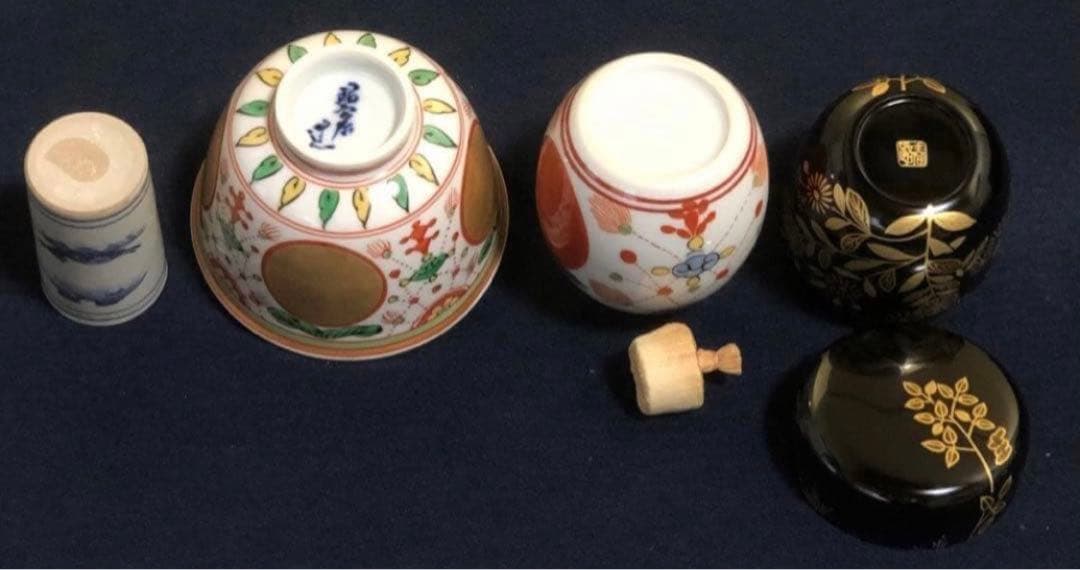 《R》茶道具 蒟醤 茶箱 お茶道具5点付 木製漆器　260202く3