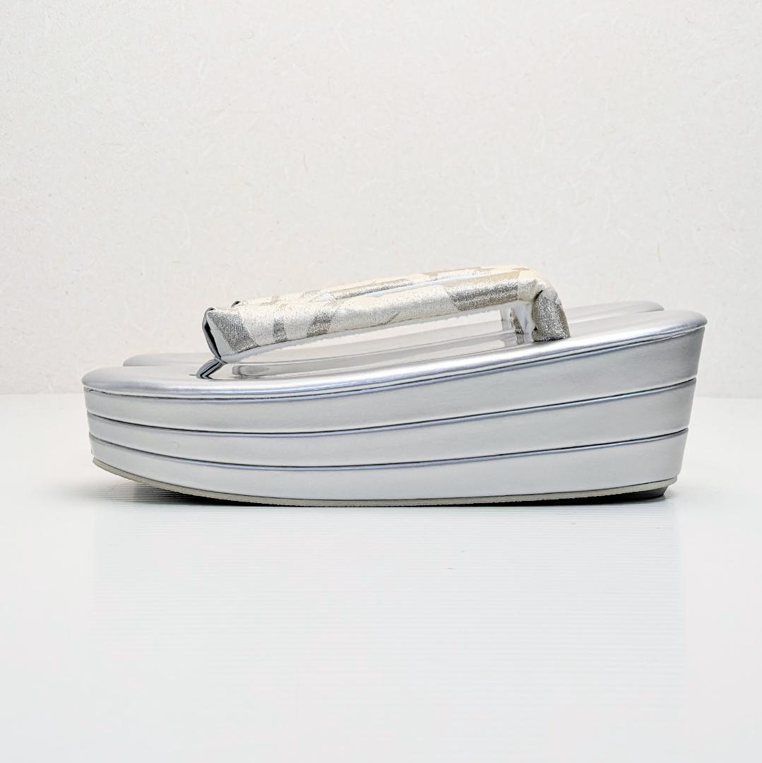 和装 草履バッグセット 帯地 銀 シルバー 3枚芯 フリーサイズ k15-9