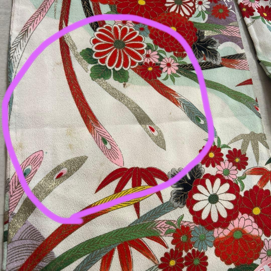 7歳　七五三　アンティーク正絹着物、アンティーク帯、帯揚げ、帯締め　しごきセット