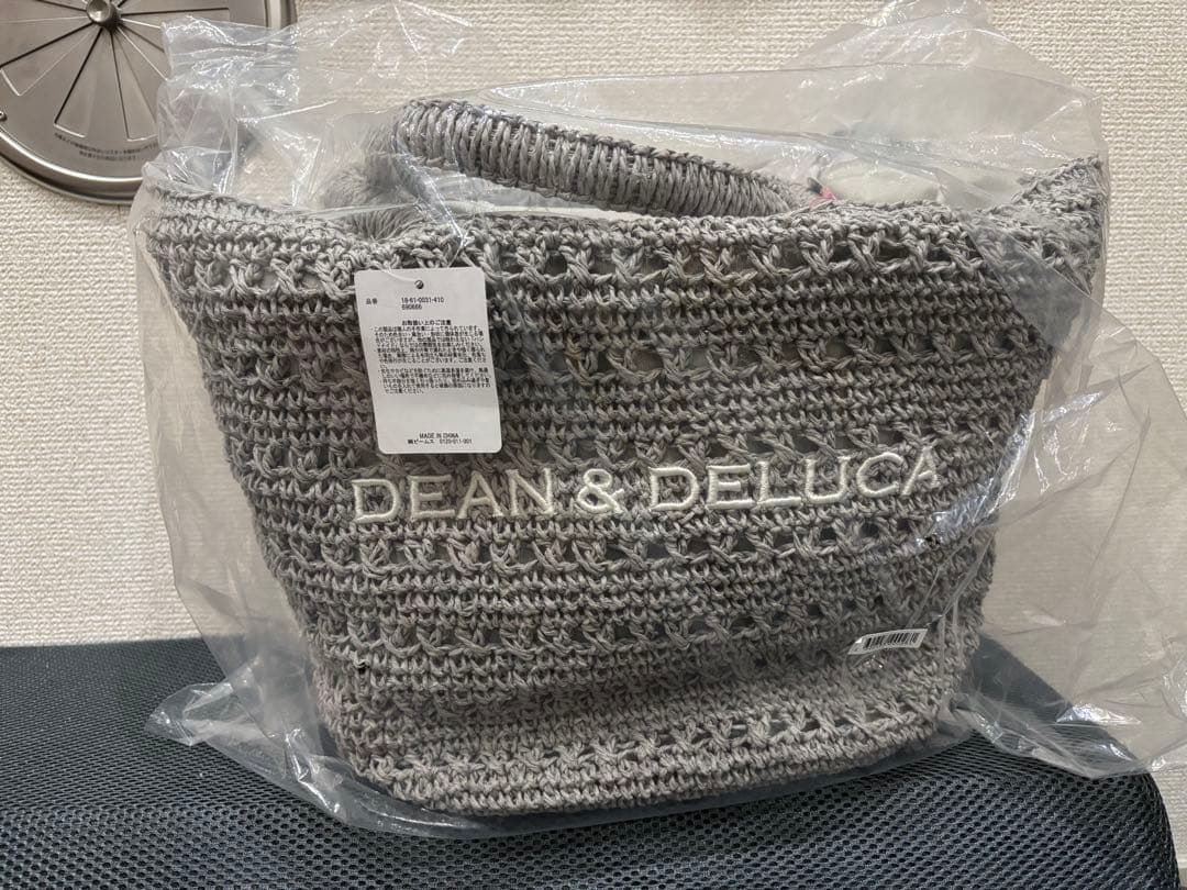 DEAN & DELUCA BEAMS クロッシェバスケットバッグ　グレー　M