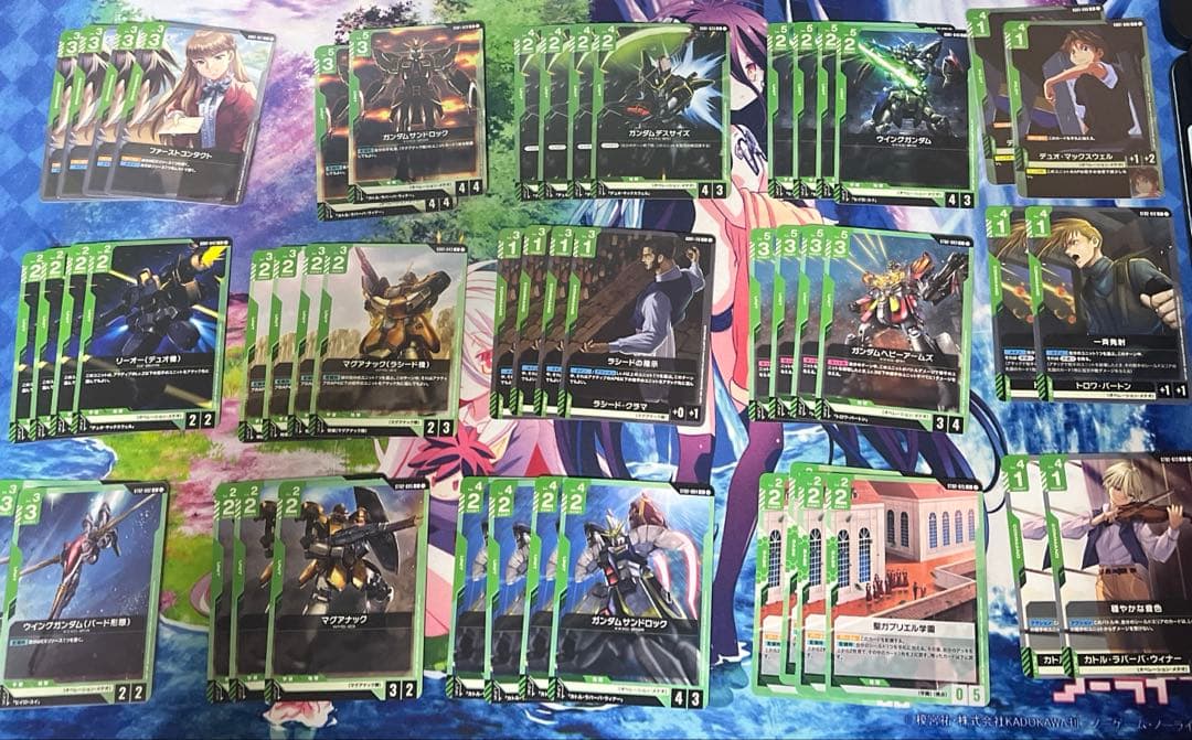 【最終値下げ】緑白ウイングデッキ　パーツ＋他デッキ複数＋プレイマット＋スリーブ