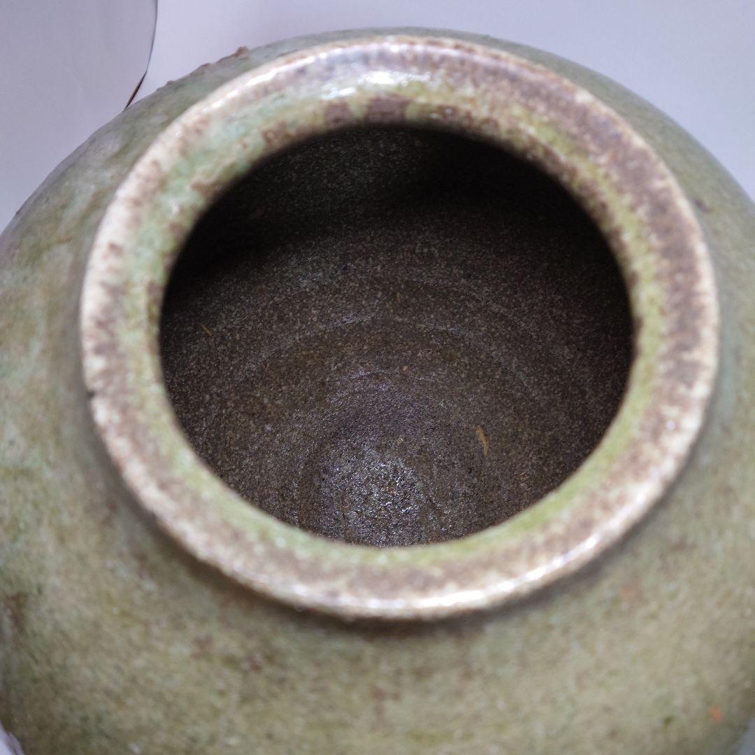 【常滑焼　大壺】大迫みきお　常滑焼　灰釉壺　共箱　花瓶　花入　花生　師　江崎一生