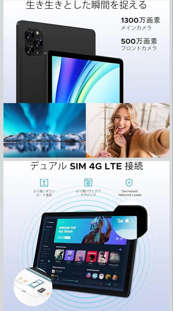 Android16 4GLTEタブレット11インチ 30GB+256GB+2TB