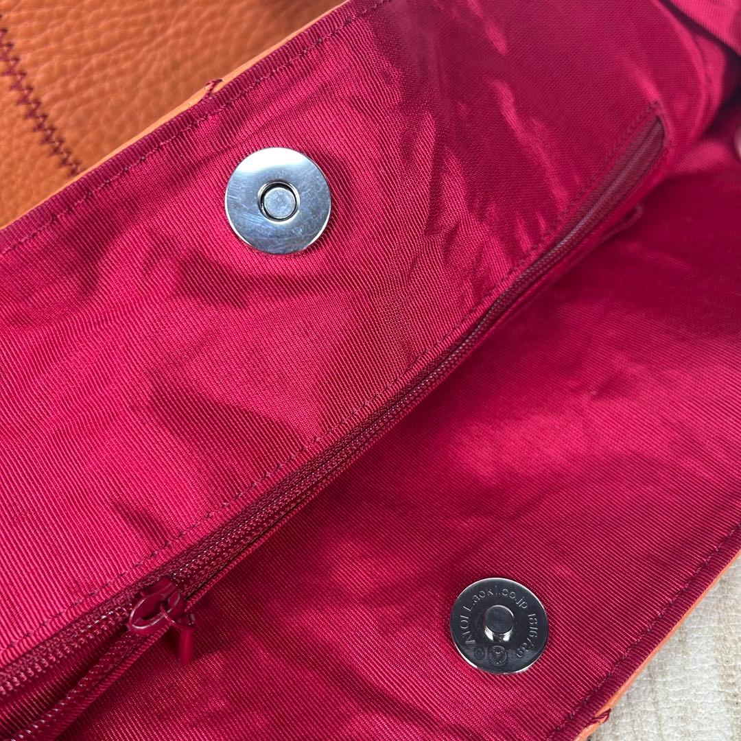 【げんだが】濱野皮革工藝 ハマノ トートバッグ リゼ シボ革 オレンジ