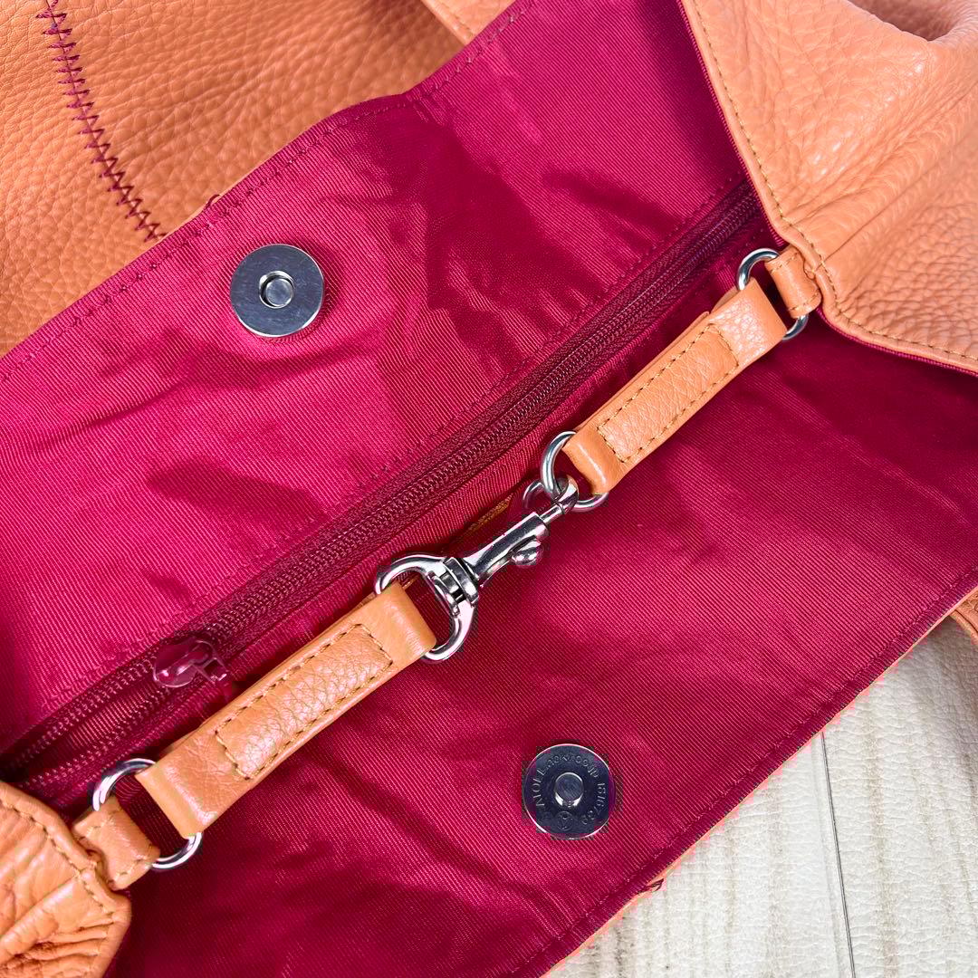 【げんだが】濱野皮革工藝 ハマノ トートバッグ リゼ シボ革 オレンジ