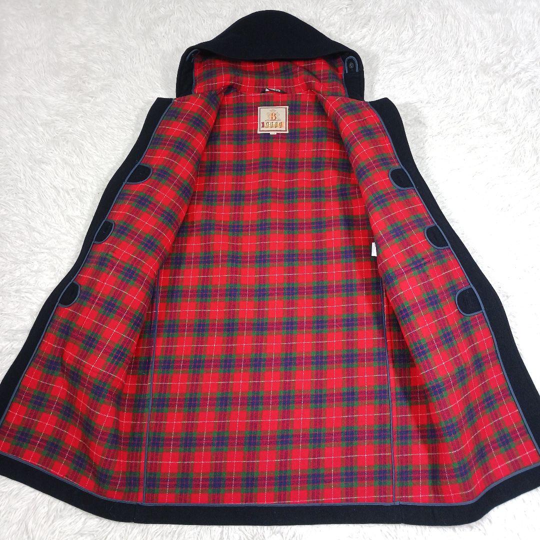 ✨美品✨バラクータ　ダッフルコート　水牛トルグ　チェック　ネイビー　38