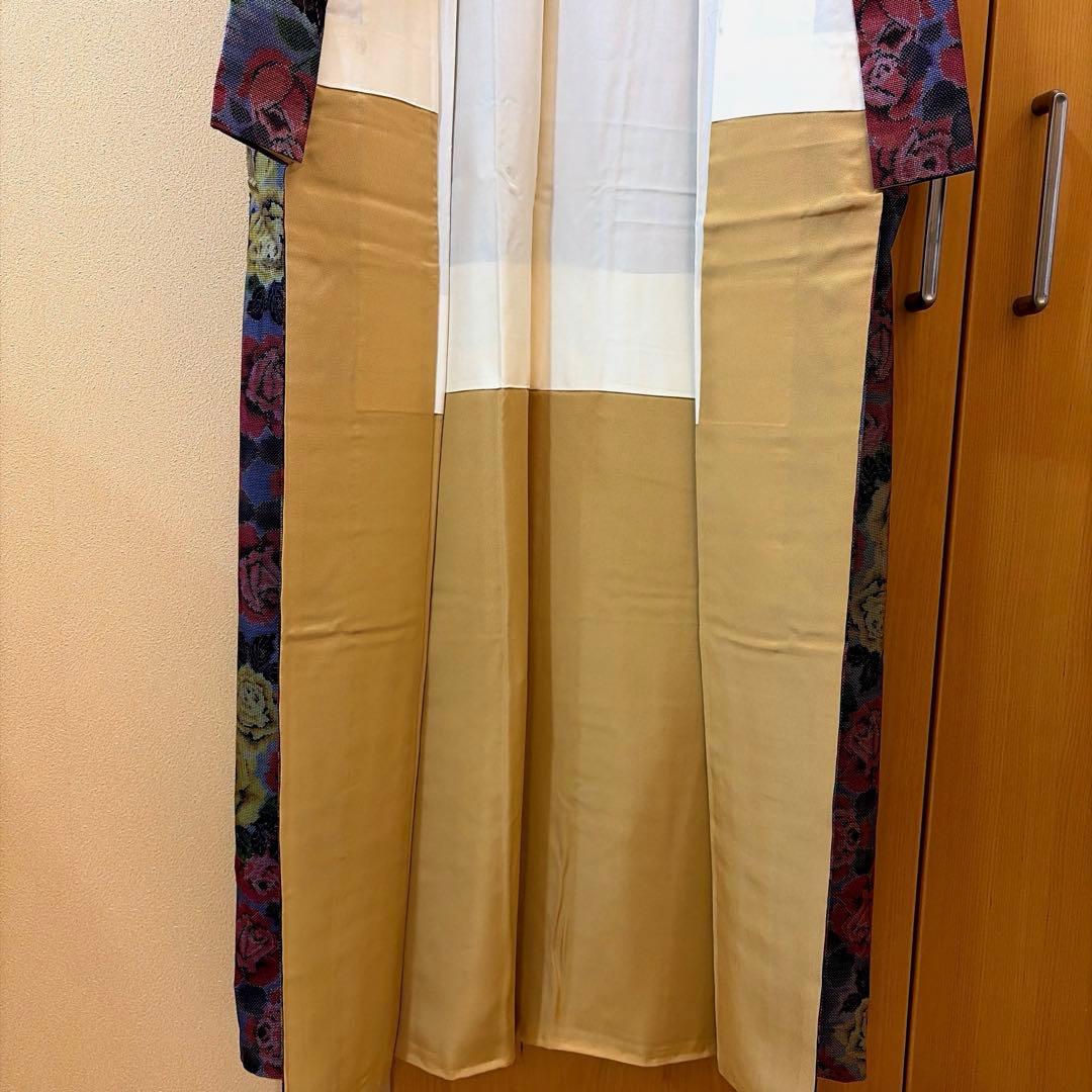 メ*メ様 正絹大島紬ばらの花柄アンサンブルーアンティーク