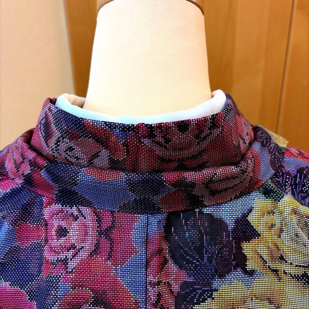 メ*メ様 正絹大島紬ばらの花柄アンサンブルーアンティーク