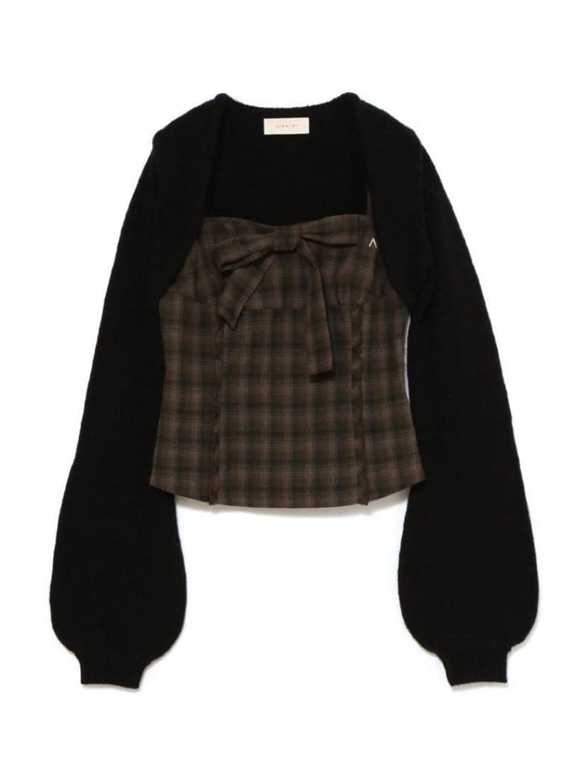 トップス andmary Tyla ribbon set tops black