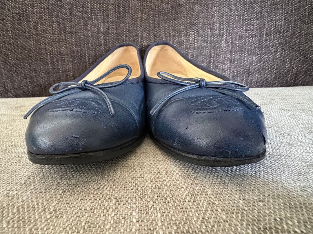 【正規品】CHANEL シャネル バレエシューズ バレリーナ 35.5 ネイビー