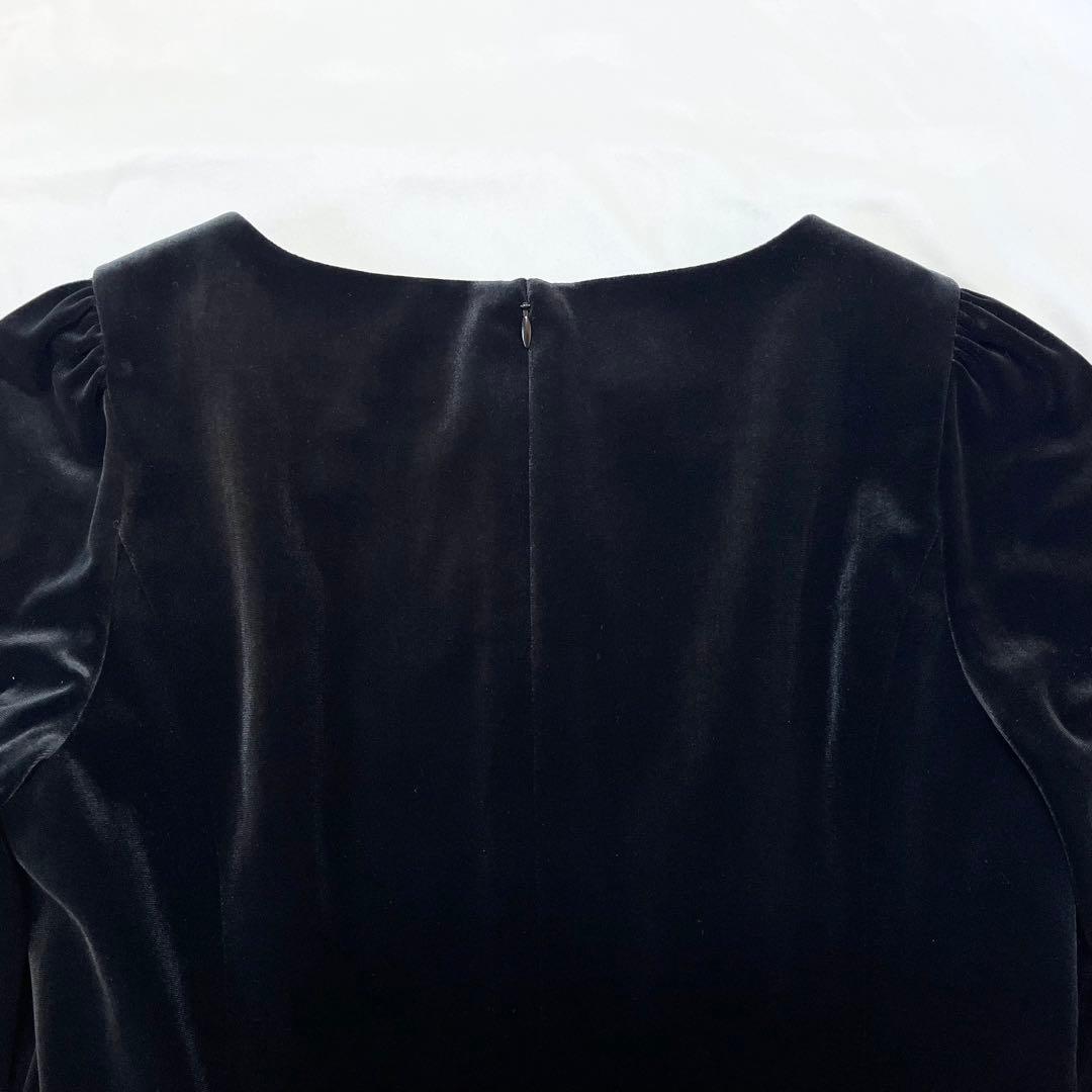 【極美品】M'S GRACY ワンピース ベロア カメリア リボン パール柄