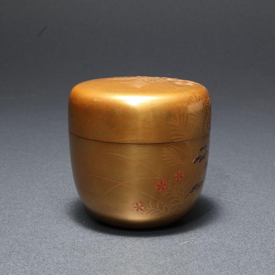 棗　秋草文　清水宗水　金蒔絵　共箱　R1690