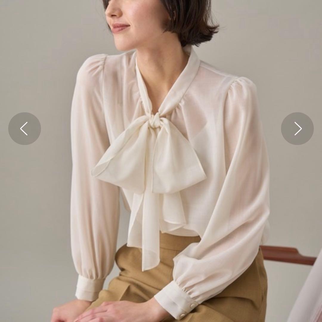 s*a様 美品⁑アナイ　ウールボイルボウタイブラウス　アイボリー　38 シアーシ