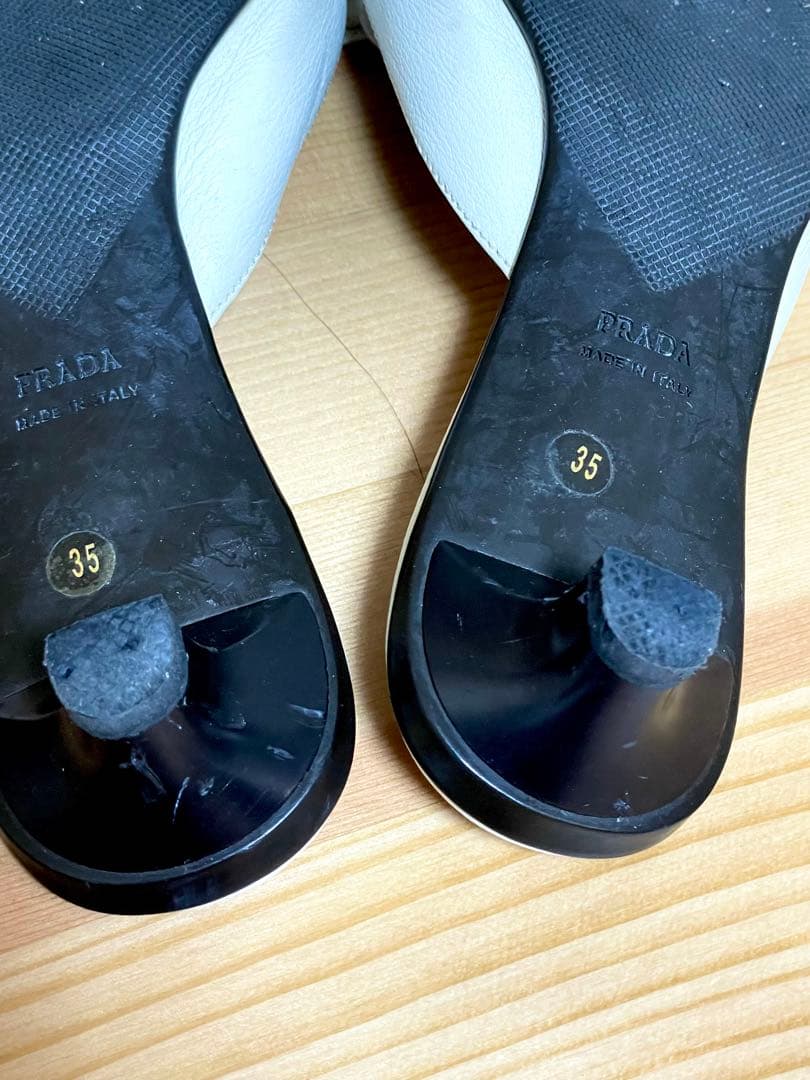 PRADA プラダ ミュール 白 ホワイト 35 22.5cm相当