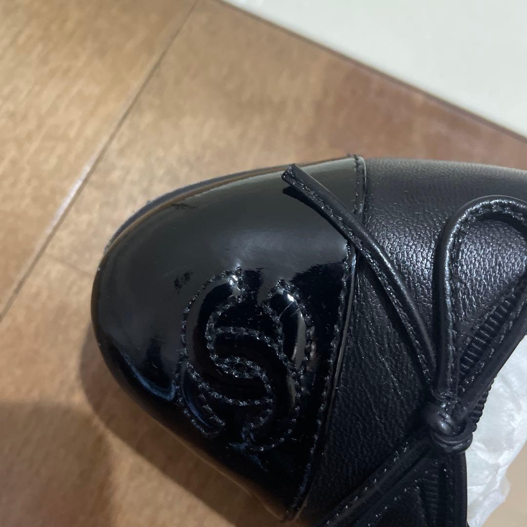 CHANEL バレエシューズ フラット リボン　37.5