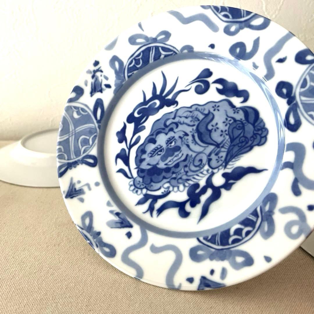 ☆M244 ○香蘭社　寿獅子　中皿【5枚】未使用