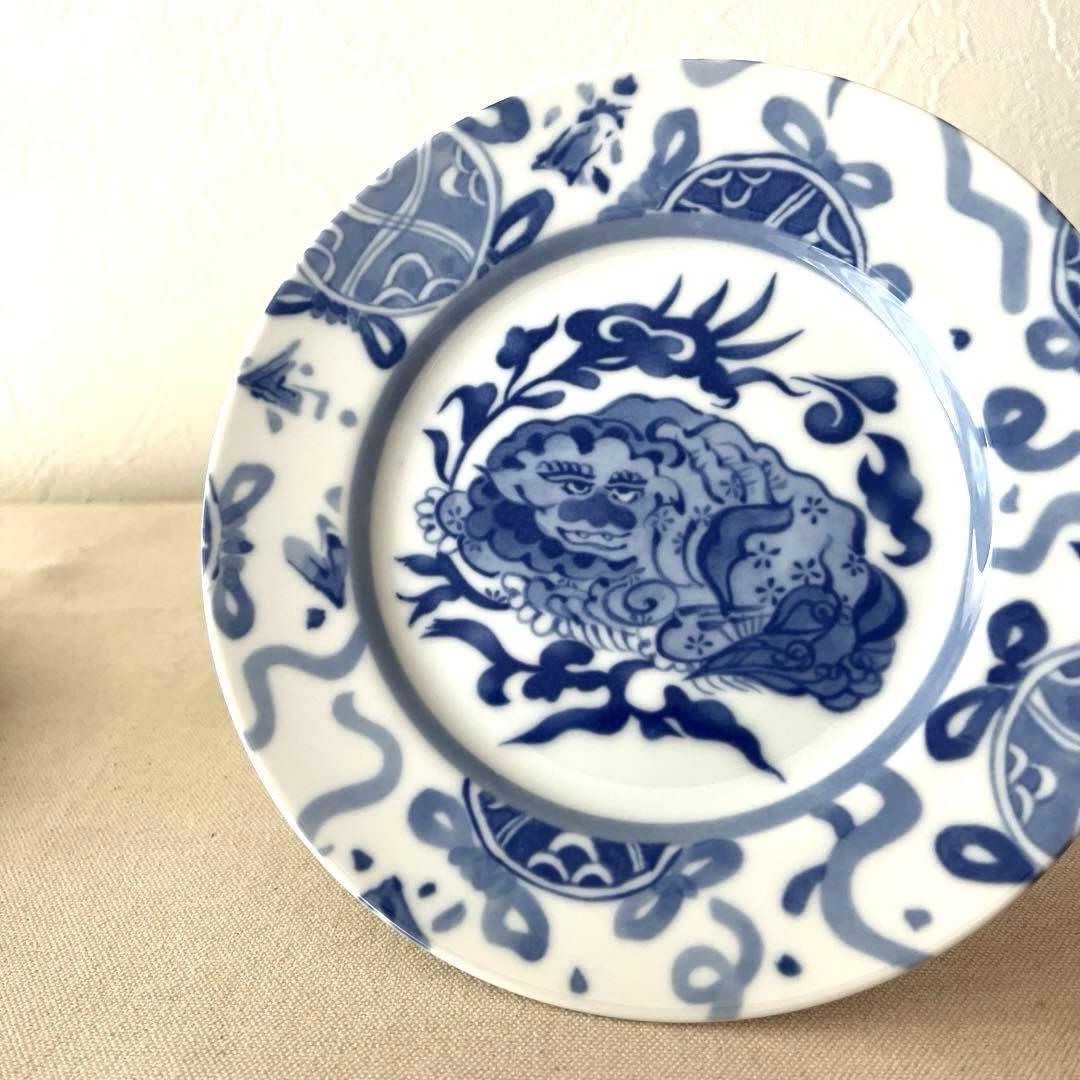 ☆M244 ○香蘭社　寿獅子　中皿【5枚】未使用