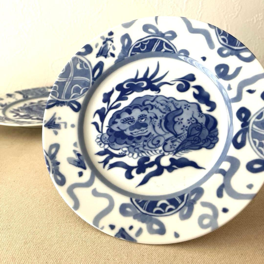 ☆M244 ○香蘭社　寿獅子　中皿【5枚】未使用