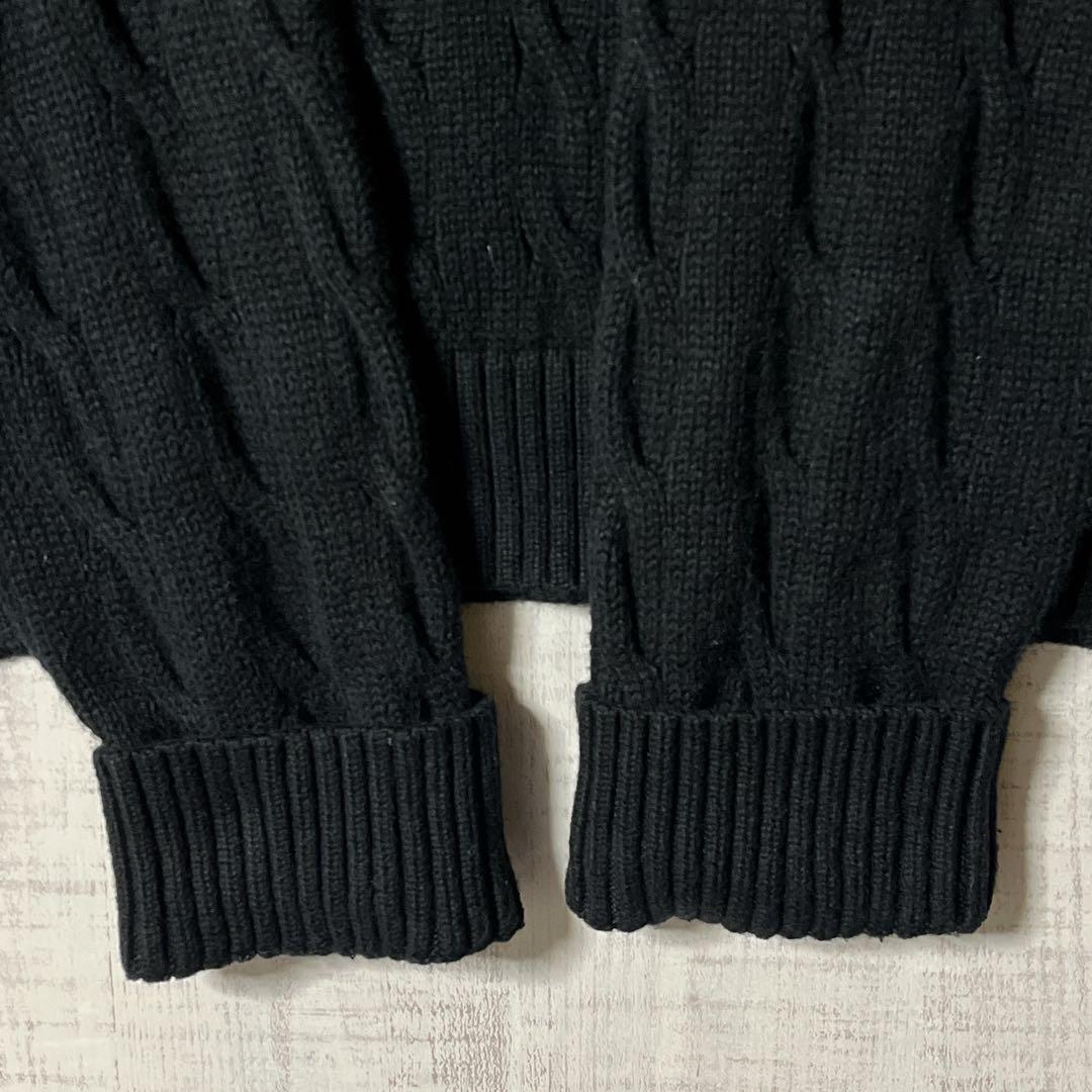 ポロラルフローレン ケーブルニット セーター 黒 綿 縄編み 大きい XXL