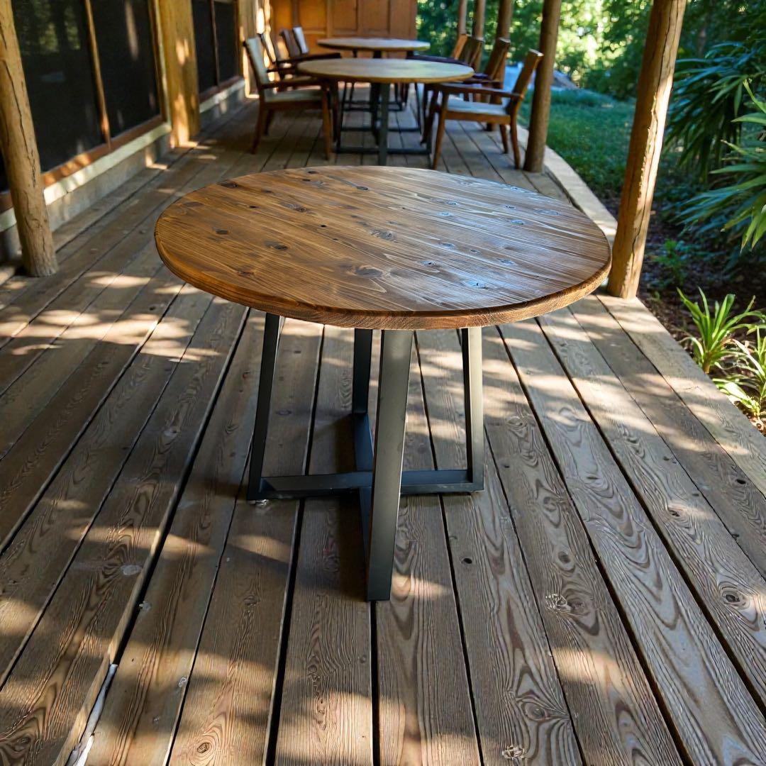 在庫あり　即納　丸テーブル　机　リビング　ナチュラル　アイアン　カフェ