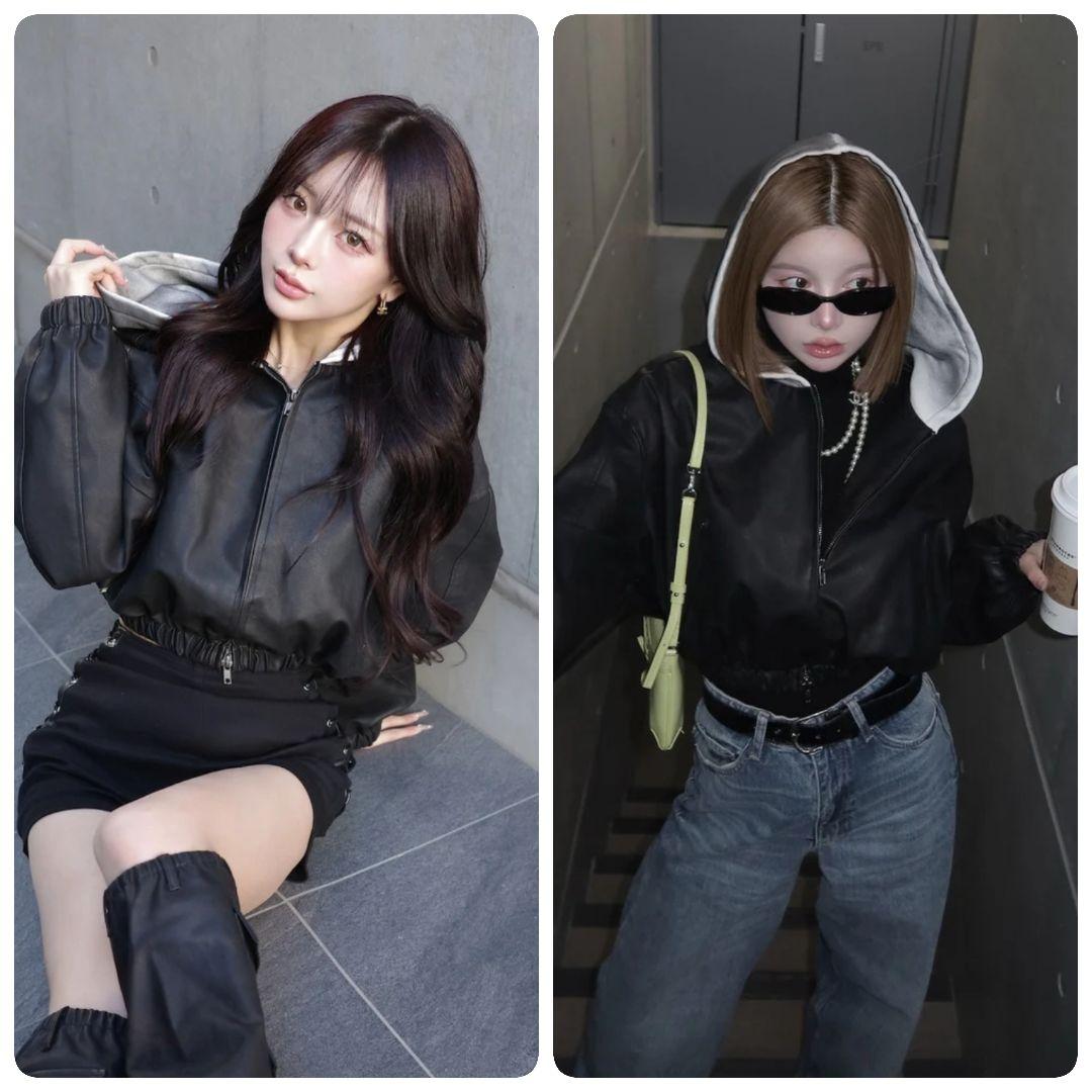 Darich ダーリッチ スウェットフーディーレザージャケット BLK 黒