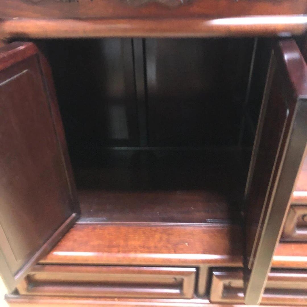 中国家具 唐木 飾り棚 茶棚 木製 彫刻 透かし彫り 収納棚 260126-3