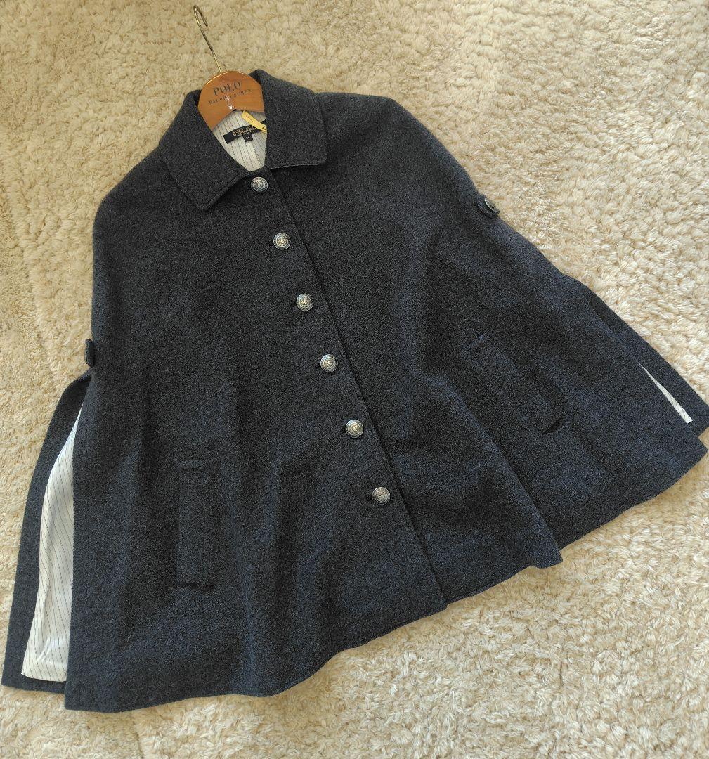 美品★Brooks Brothers ポンチョ ケープコート　ロゴボタン　グレー