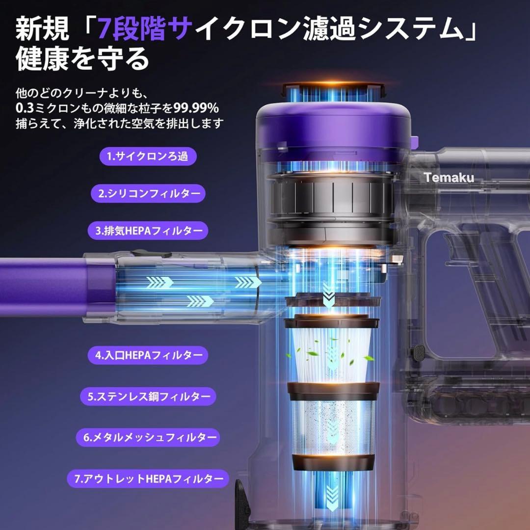 【新品】コードレス掃除機2025最新モデル80KPa 強力吸引LED液晶 PSE