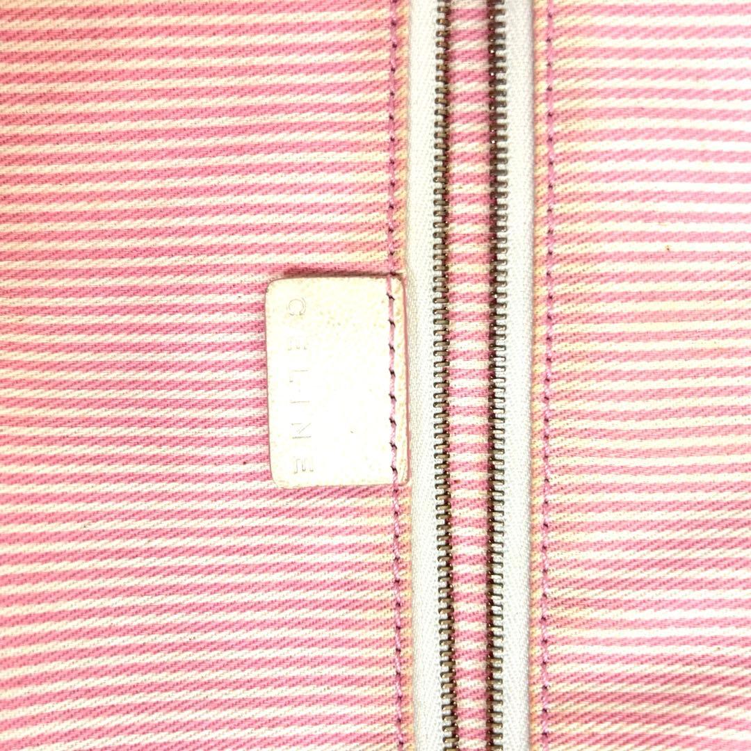 セリーヌ CELINE リリーCマカダムピンクキャンバス レザーハンドバッグ