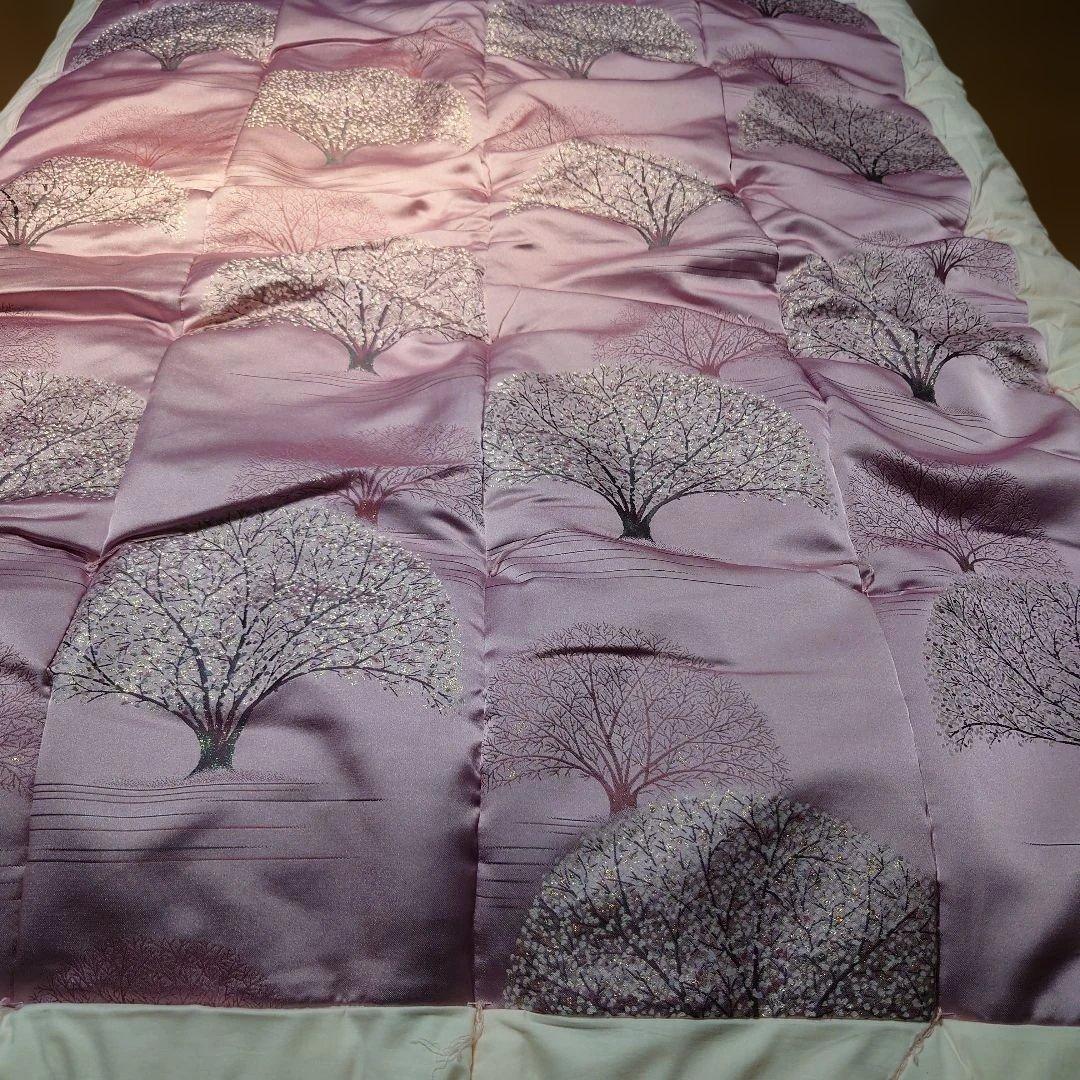 ピンク色 花の木模様 敷き掛け布団/和布団