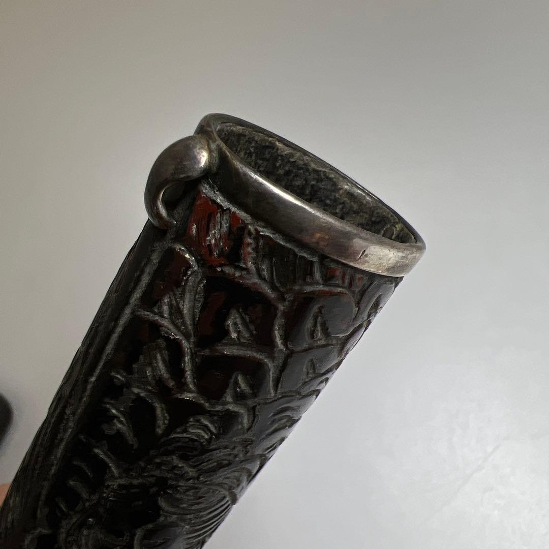 江戸時代　堆黒煙管筒　46g 東Y8-0123☆2F