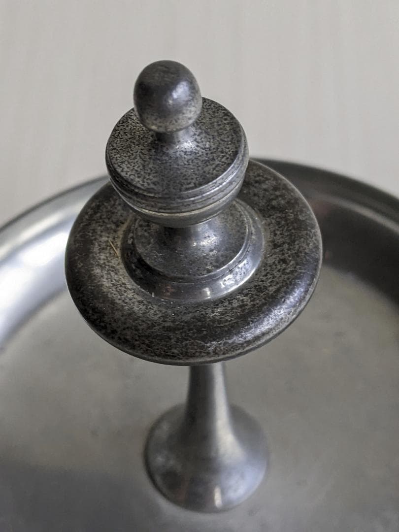 フランス　アンティークケーキスタンド　歪みあり ピューター　FRANCE