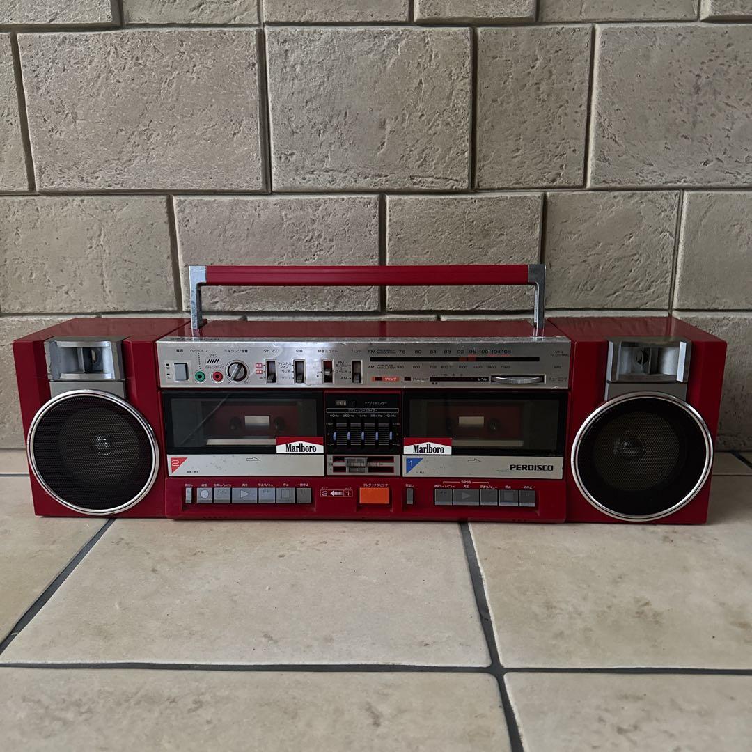 HITACHI PERDISCO TRK-W3 バブルラジカセ 赤 昭和レトロ