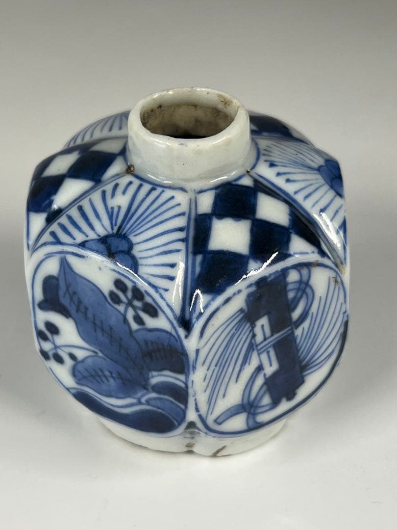 中国古美術　清朝　染付六角壺