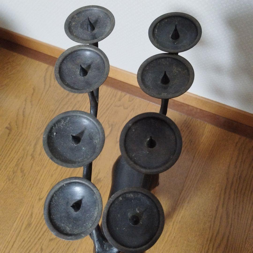 【ヤカン】アンティーク　鹿の形状の金属製キャンドルスタンド