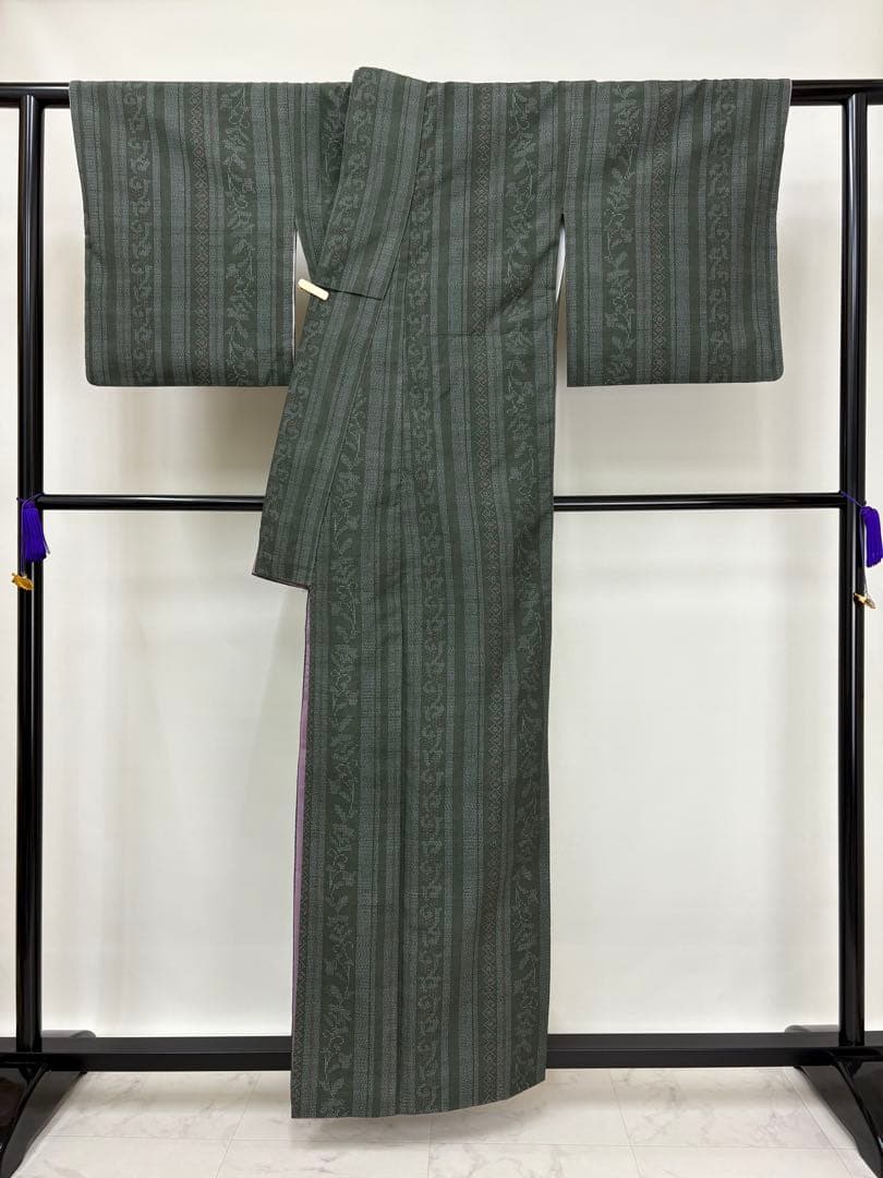 紬 袷 結城紬 奥順謹製 はたおり娘 証書付