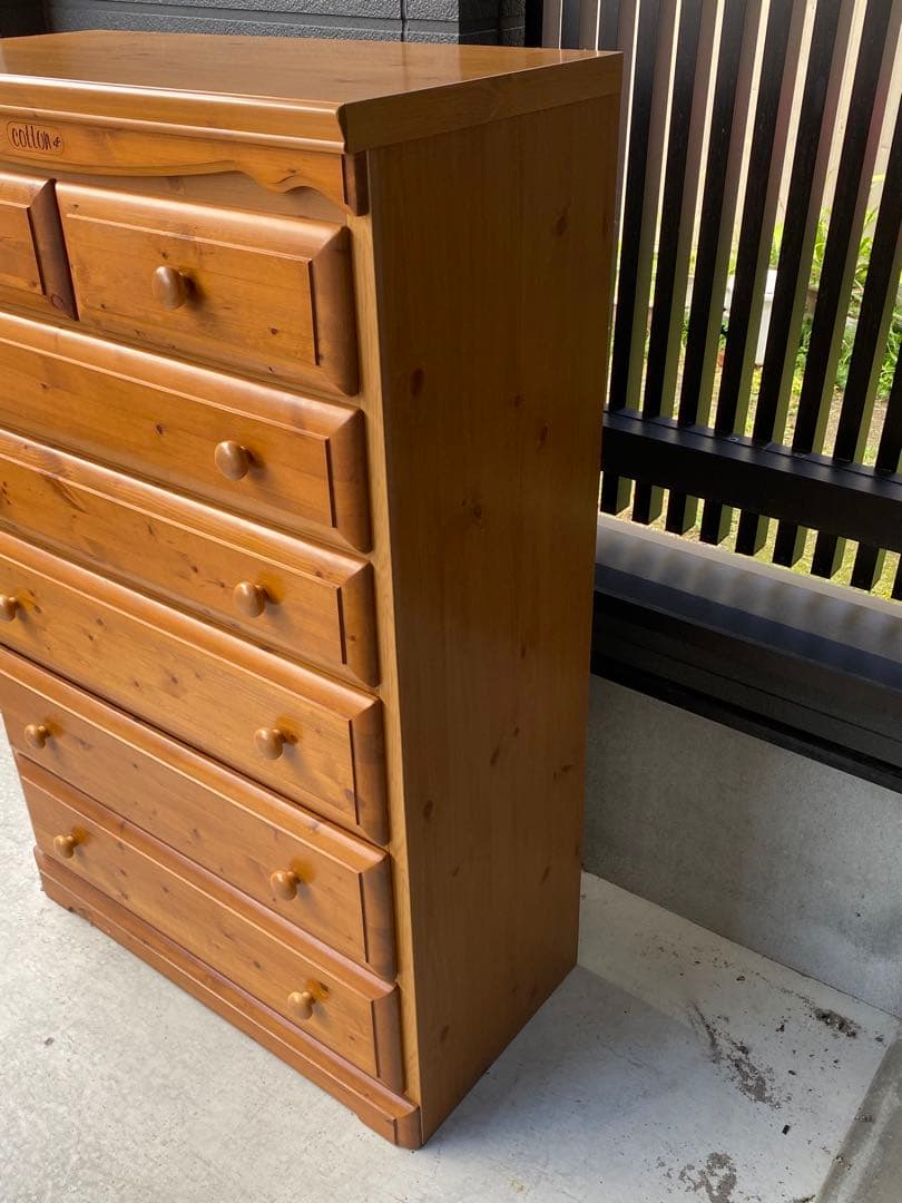 自宅保管 6段ハイチェスト パイン材 横幅90cm 奥行45cm 高さ140cm