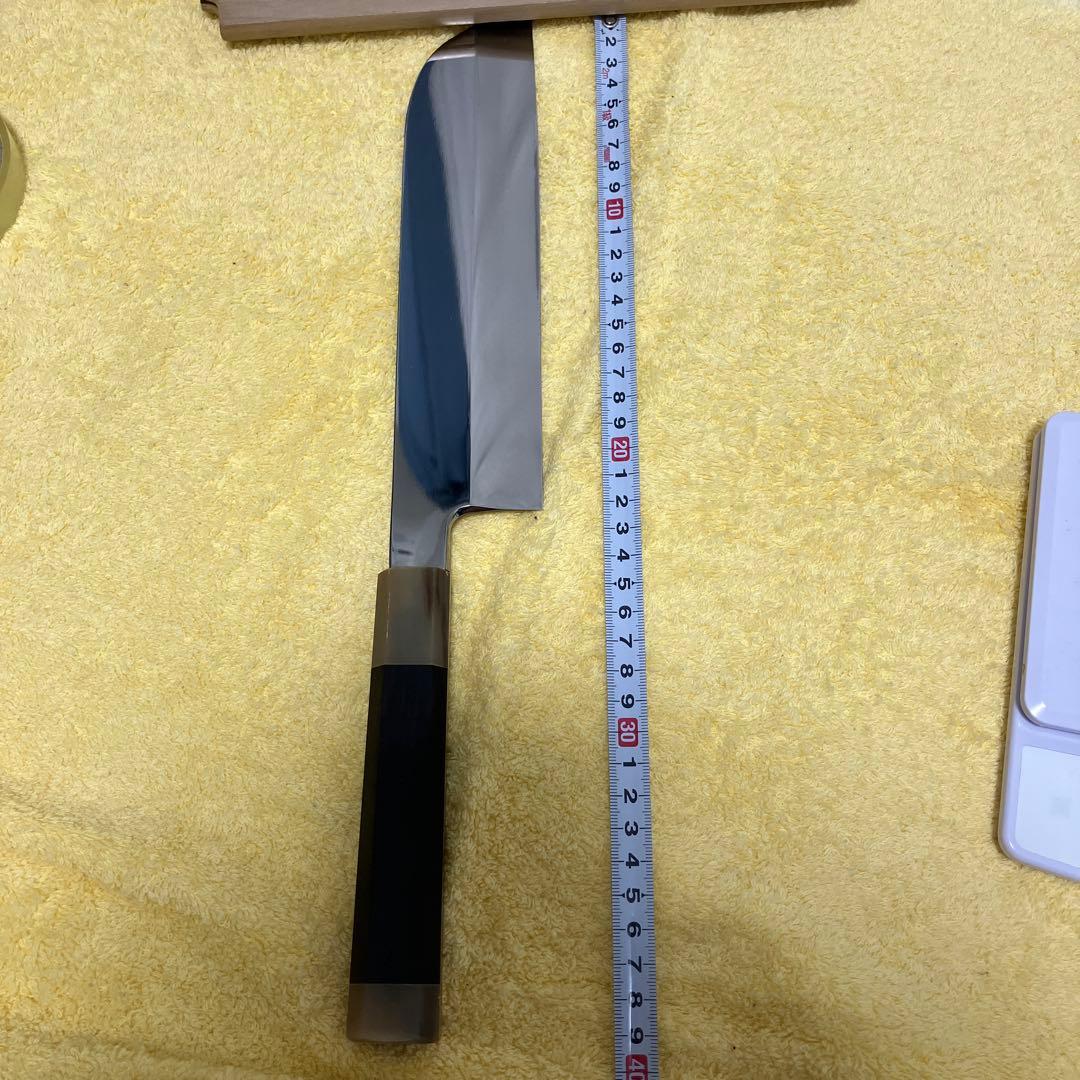 マ*サ様 ④銀三 本焼 薄刃8寸 全鏡面 黒檀柄両水牛角