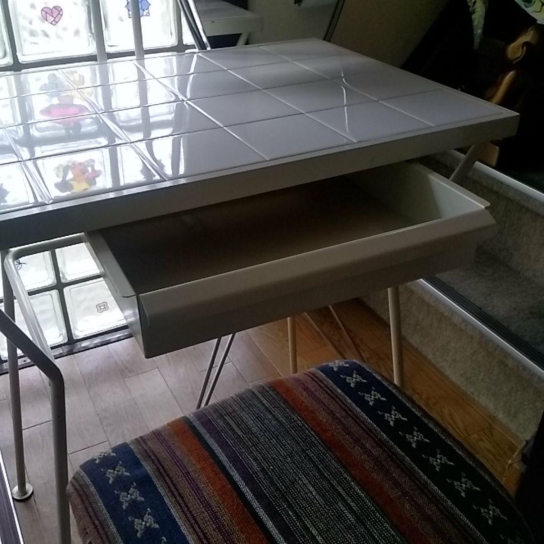 昭和レトロ　シャビーシックな鏡面台と椅子