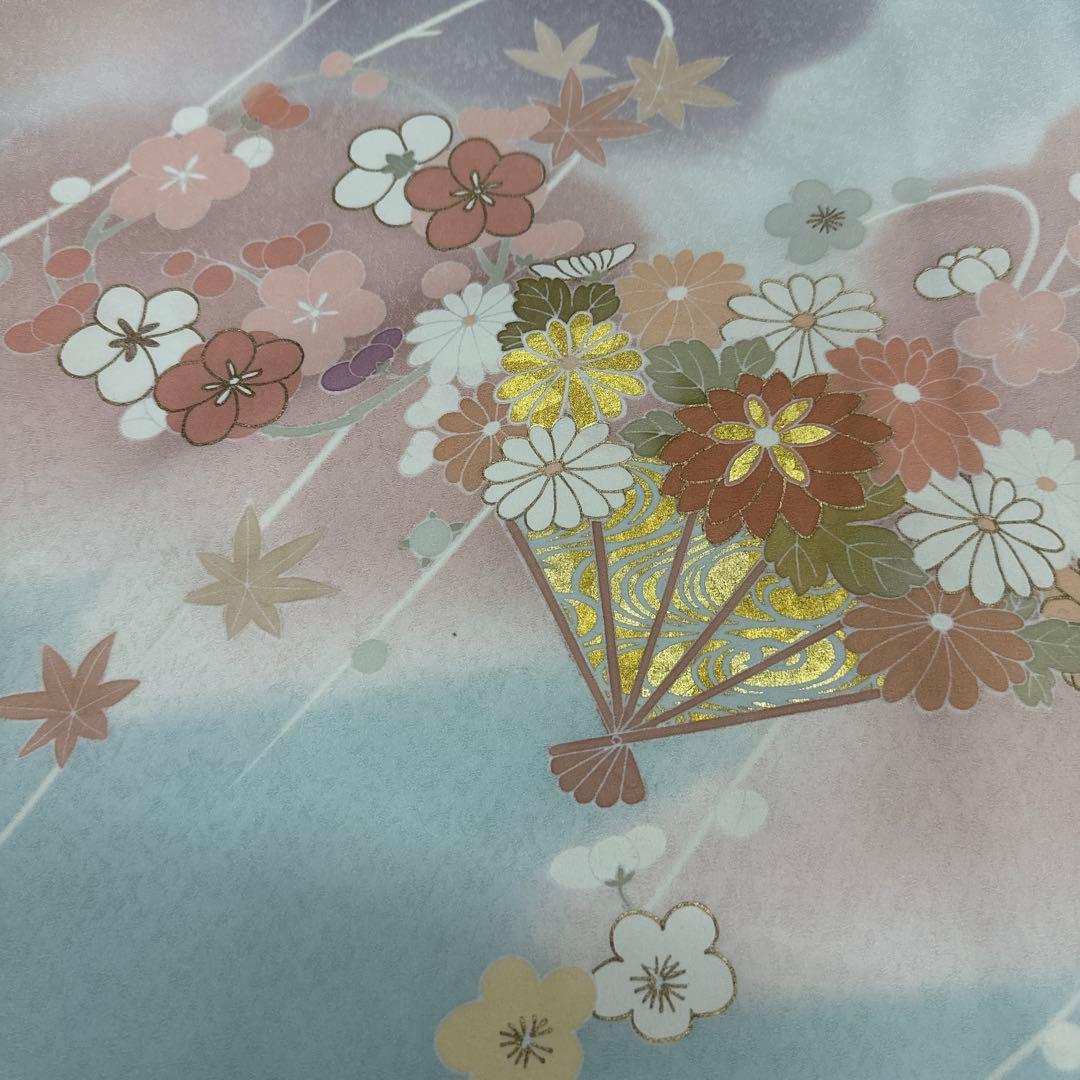 千總 水色染め分け 花扇 観世水 訪問着