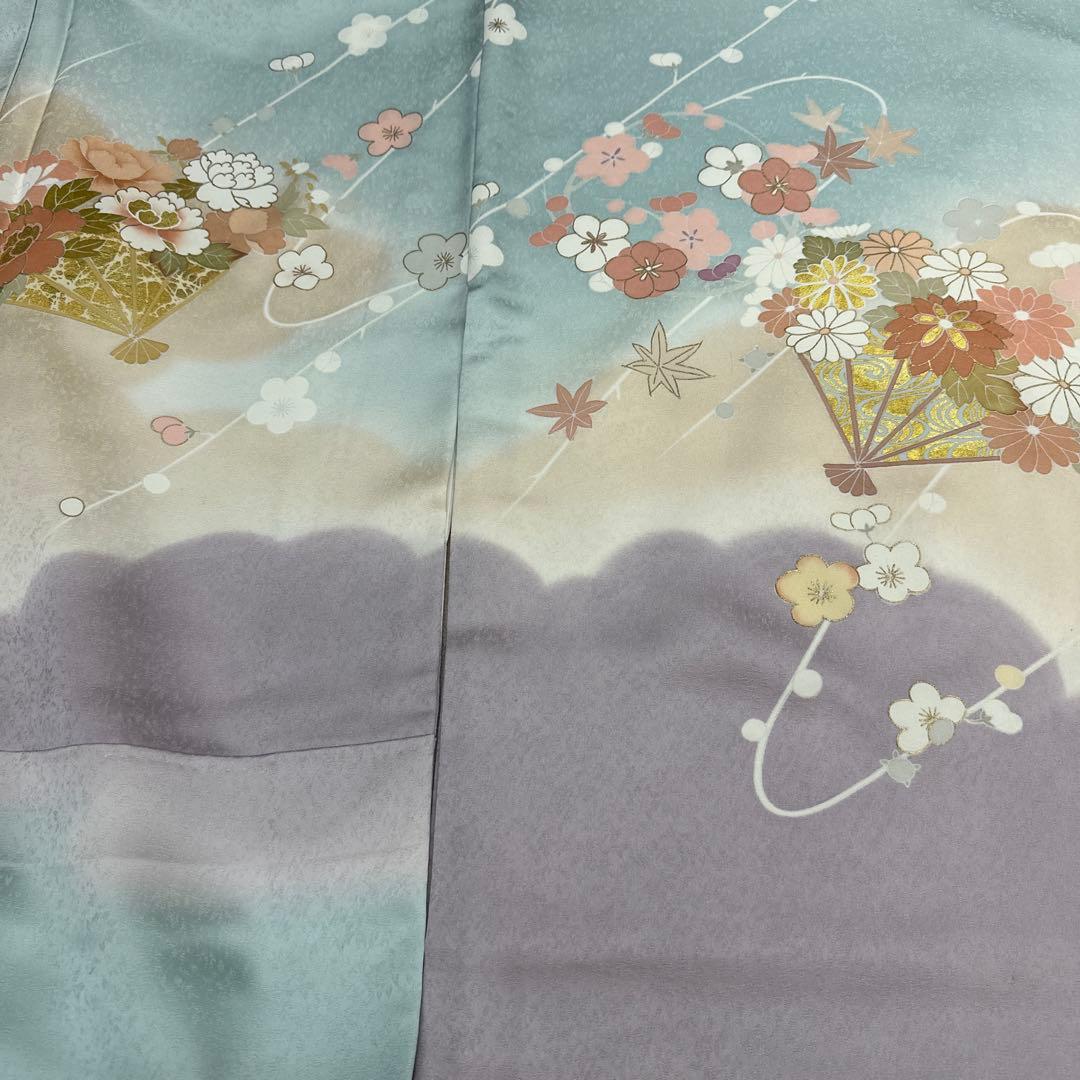 千總 水色染め分け 花扇 観世水 訪問着