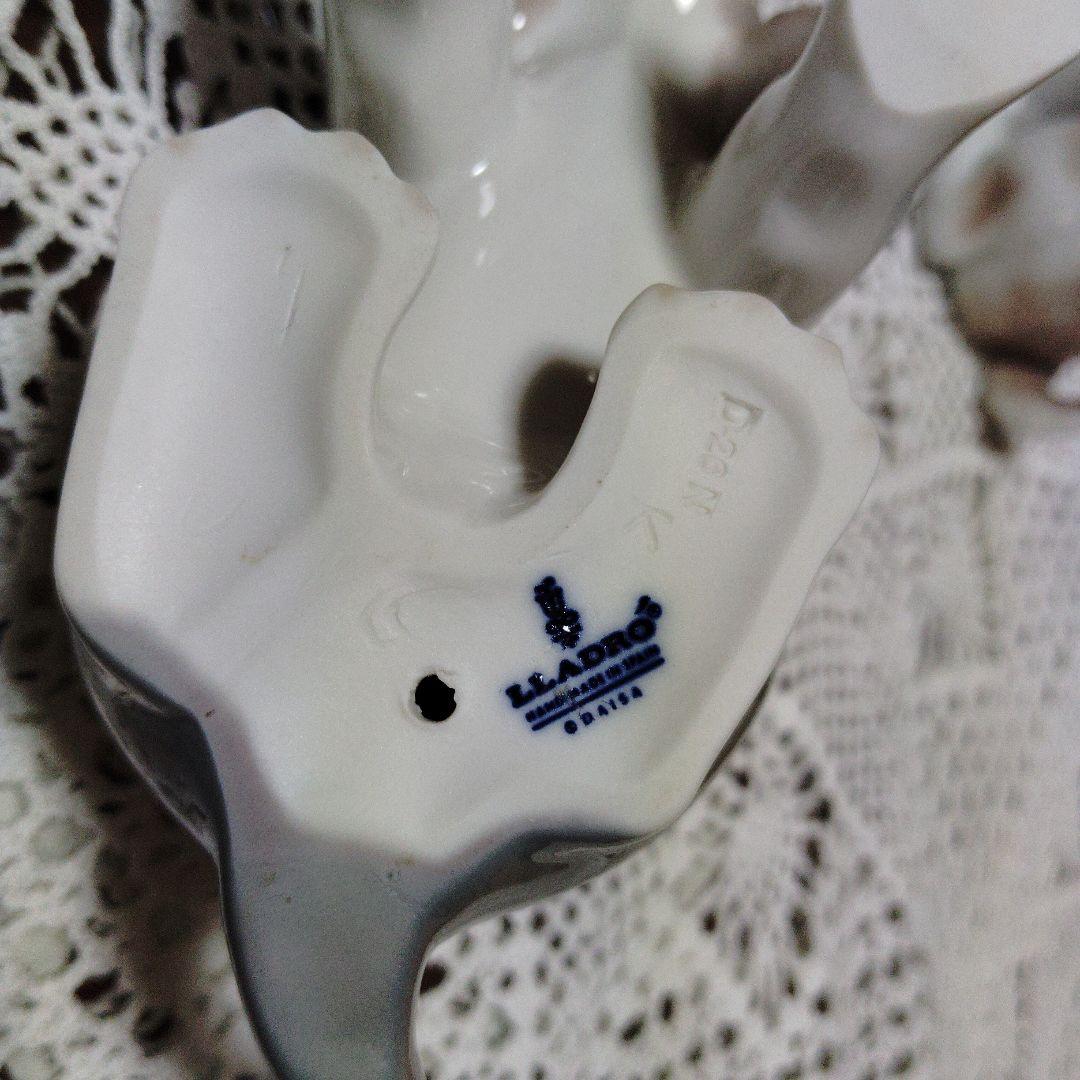 リヤドロ　陶器製犬像 茶色とグレーの犬