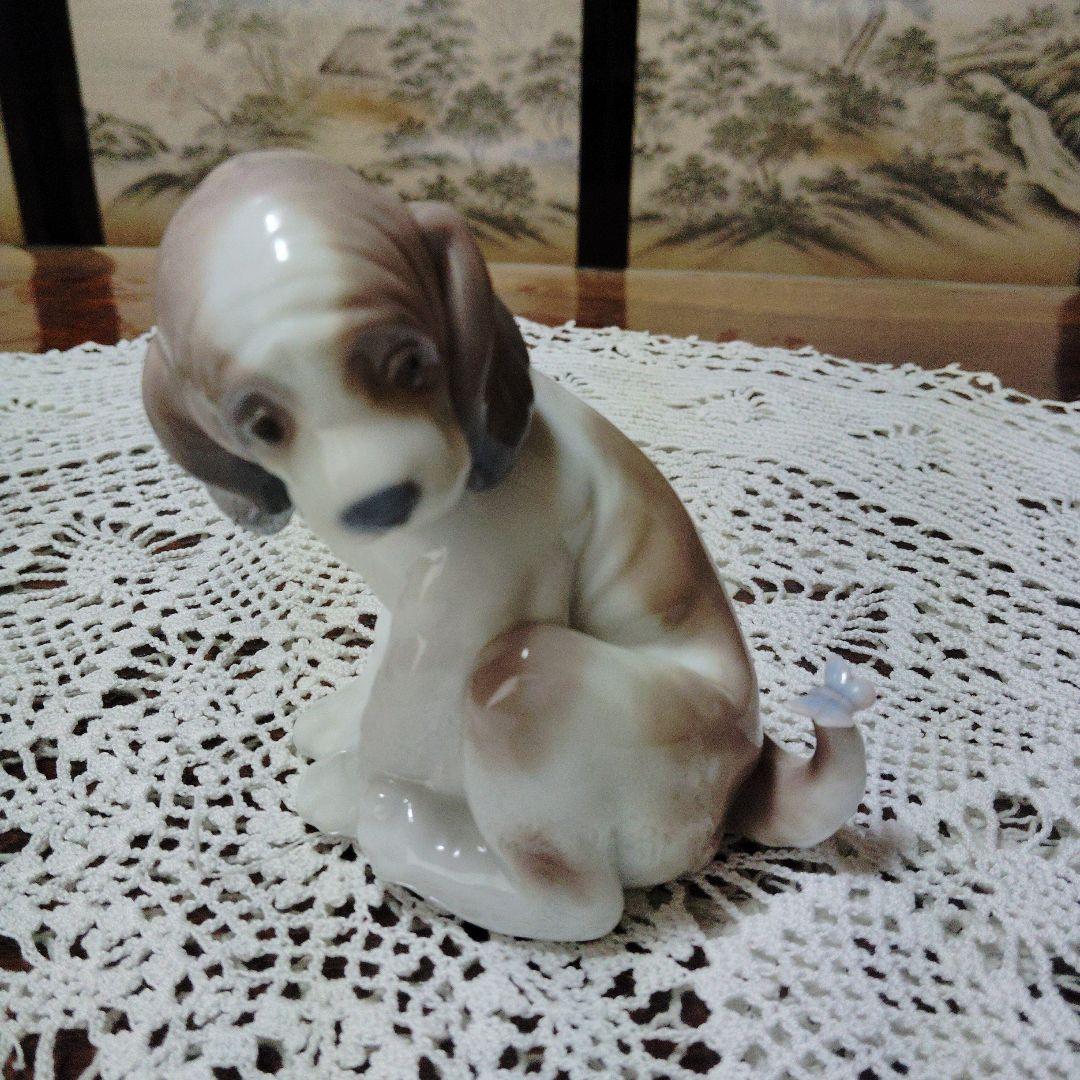 リヤドロ　陶器製犬像 茶色とグレーの犬