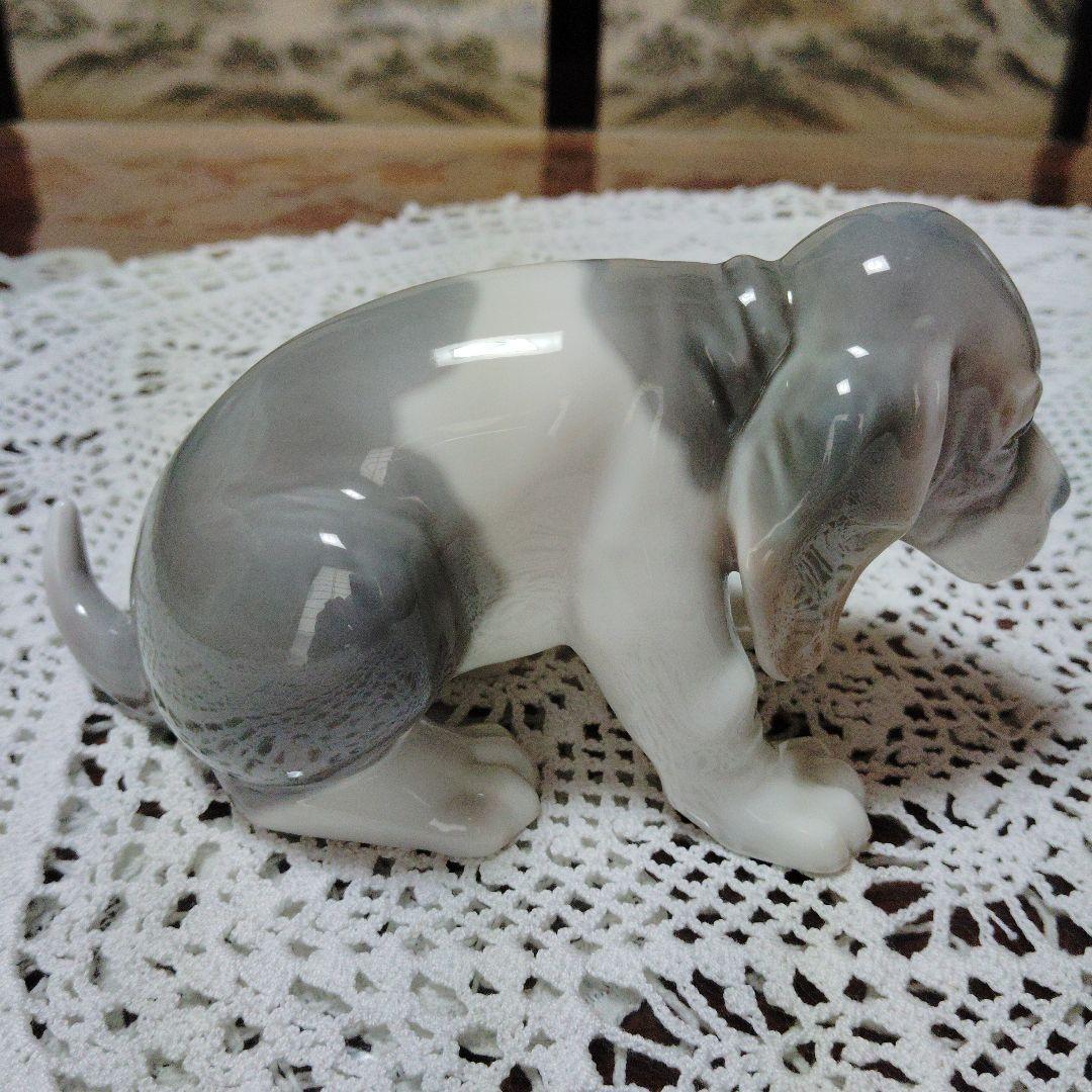 リヤドロ　陶器製犬像 茶色とグレーの犬