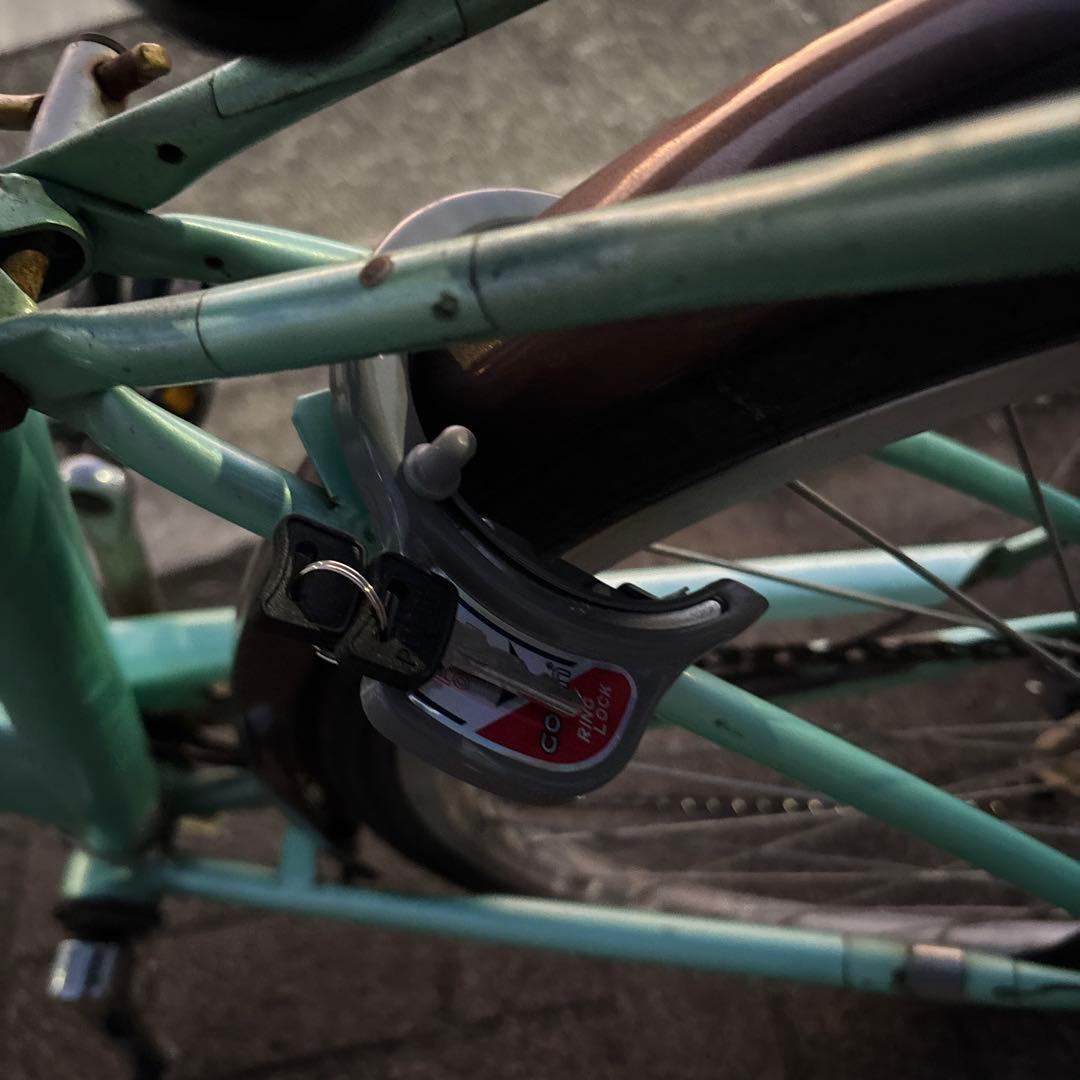 【直接の引き渡し】26インチミントグリーン 前面バスケット付き