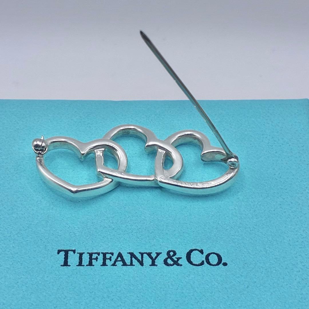 【美品】ティファニー　トリプルハート　ブローチ　シルバー925　希少