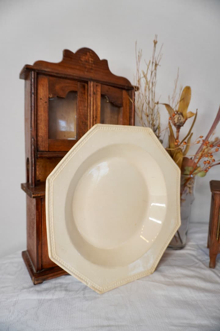 フランス アンティーク クレイユモントロー オクトゴナルプレート 陶器 深皿②