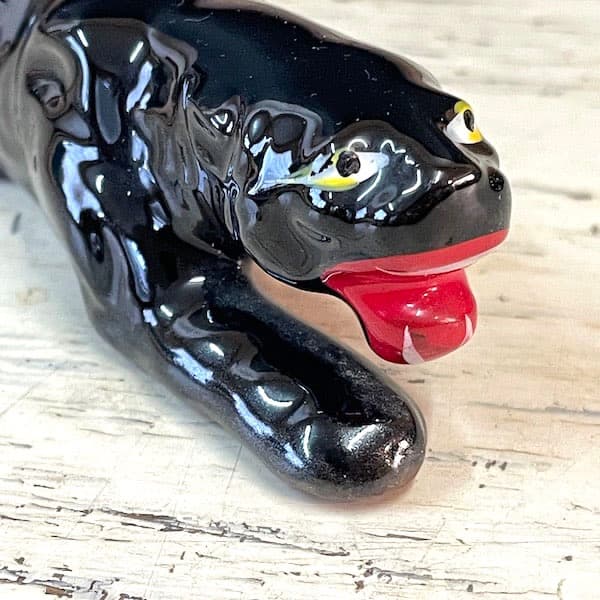 ビンテージ　ブラックパンサー２体セット　陶器　置物　黒豹