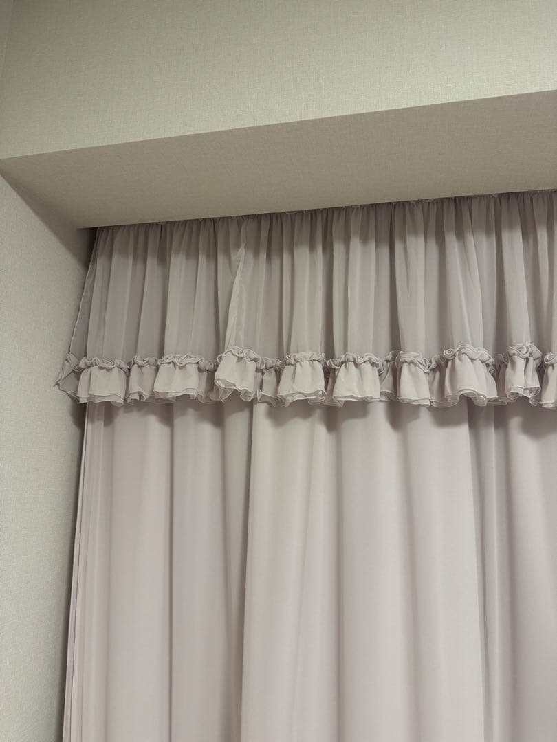 Francfranc フリルバランス　ダブルカーテン　ライトピンク