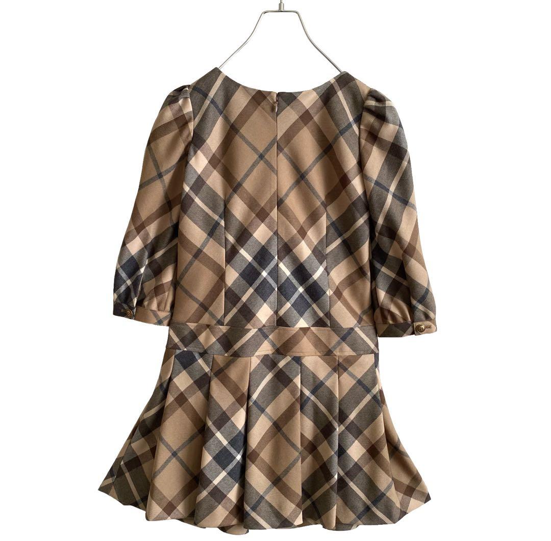 未使用品 バーバリーブルーレーベル ノバチェック ワンピース 36 ロゴプレート
